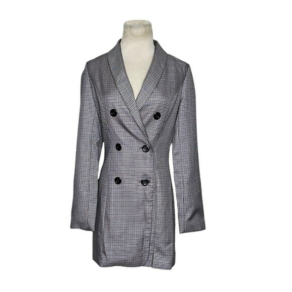 Honey Punch black red checkered doble breast coat size small - Picture 1 of 15